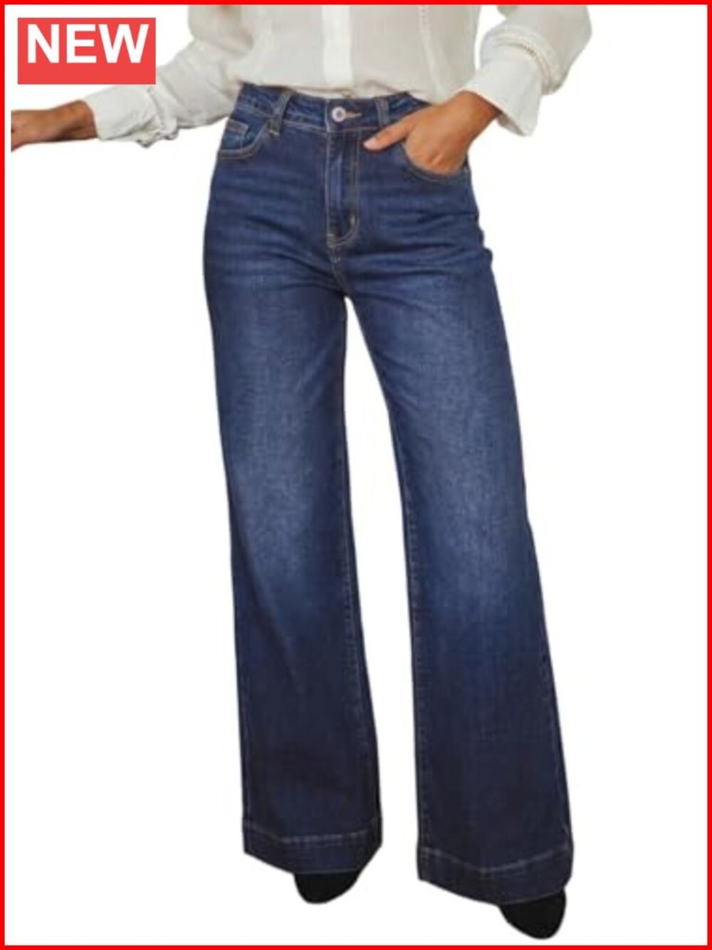 High Waisted Flare Wide Leg Jeans Stretch Denim Pants for Women